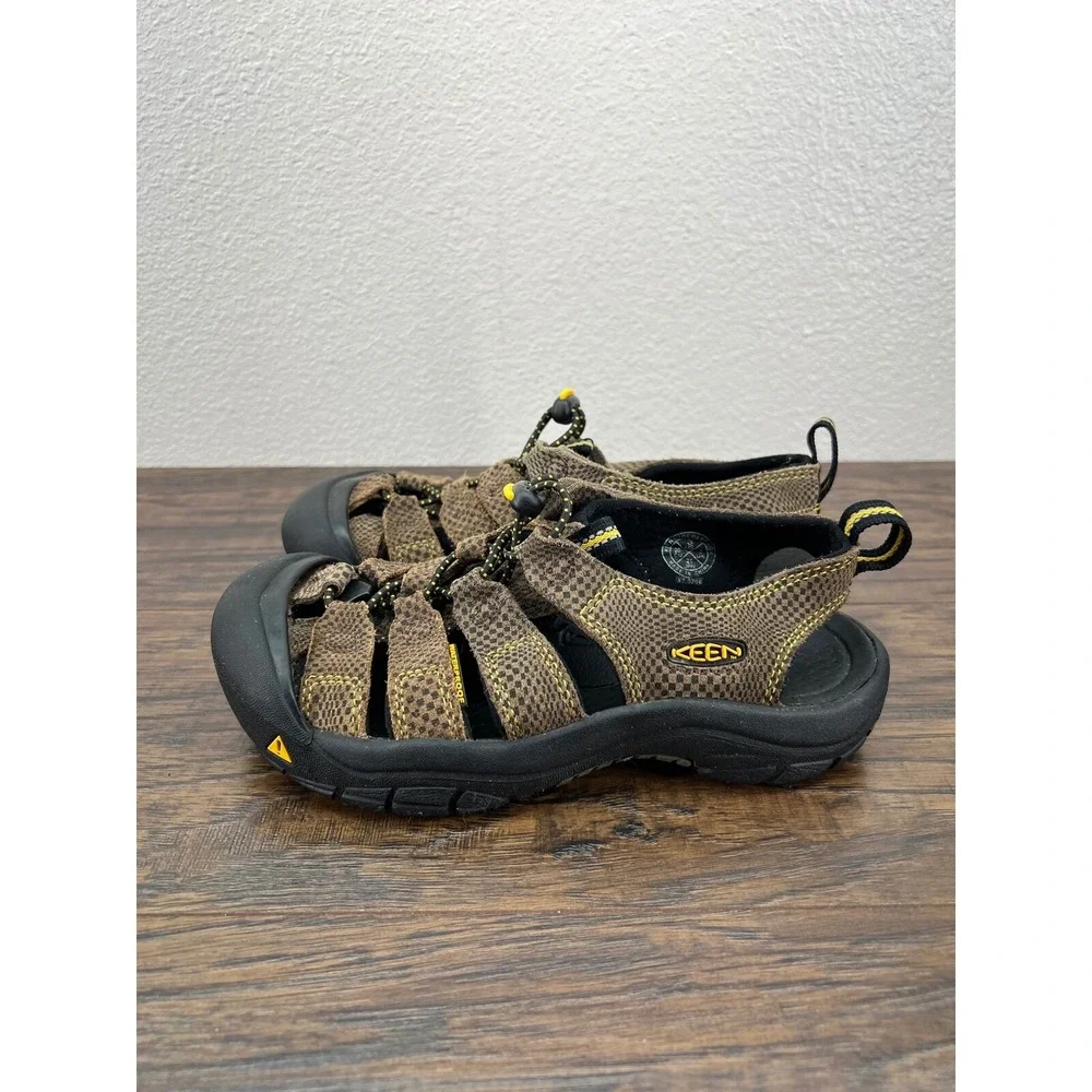 Keen Kids Boys Shoes Size 3 Brown Leather Geometric Waterproof Outdoor Sport